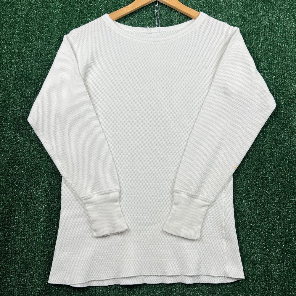 Vintage Blank Thermal Shirt Mens S White Waffle Knit Long Sleeve Essential 60s